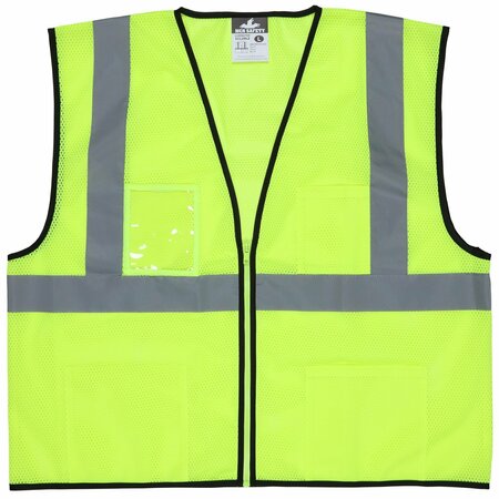 MCR SAFETY Garments, Lime Green, Class2, Econ, Zip, Mesh X3 VCL2MLZX3